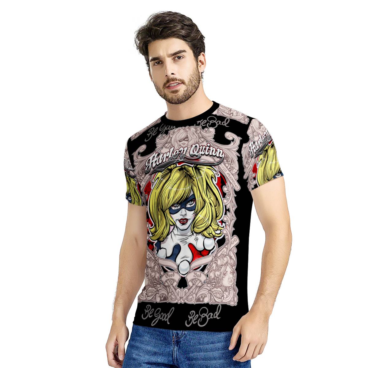 -- HA-013 -- All-Over Print Black T-Shirt --